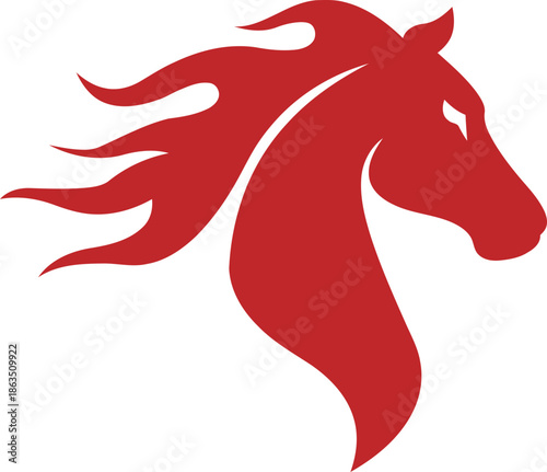 Red Horse Head Illustration Silhouette.