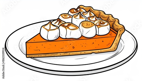 Delicious Slice of Sweet Potato Pie with Toasted Marshmallows.