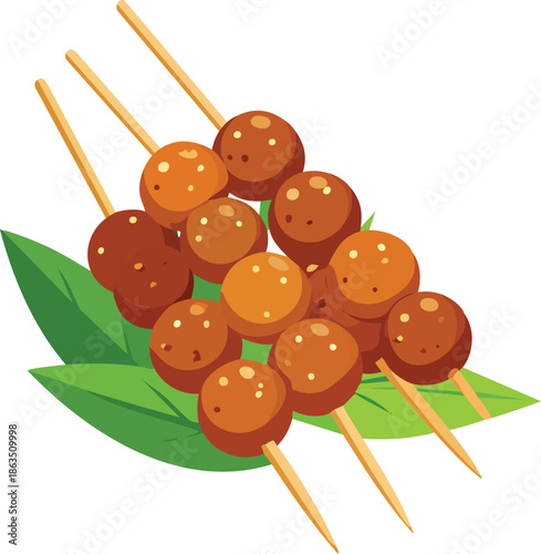 Set of wooden sticks with red and black olives isolated on a white background