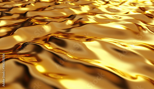 Luxurious molten gold abstract background with a flowing, wavy surface