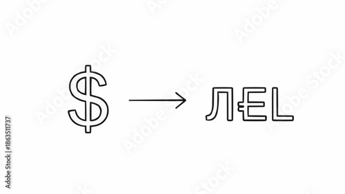 Dollar currency symbol transforming into Bulgarian Lev currency symbol.