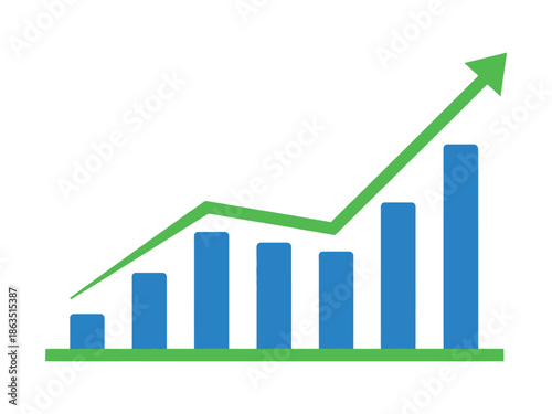 Free Download Business Growth Bar Chart with Upward Arrow – Financial Success Analytics Icon - GFXLoad