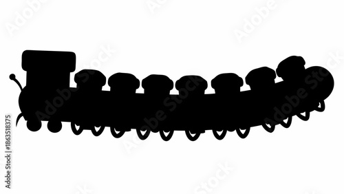 Vintage train locomotive silhouette on white background