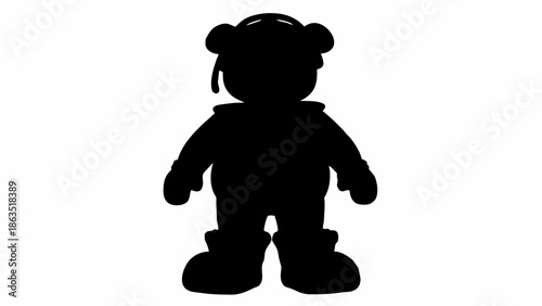 Black silhouette of a cute teddy bear standing alone