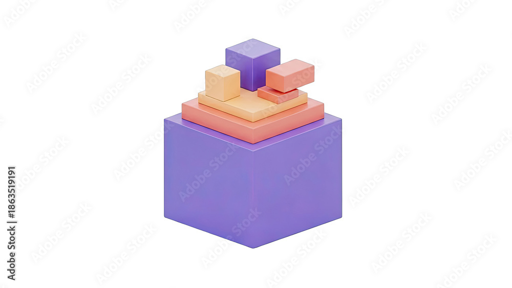 Fototapeta premium Abstract Geometric Sculpture with Layered Cubes and Rectangles