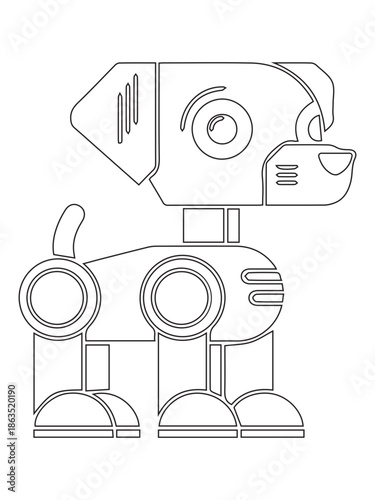Geometric Robot Dog Line Art