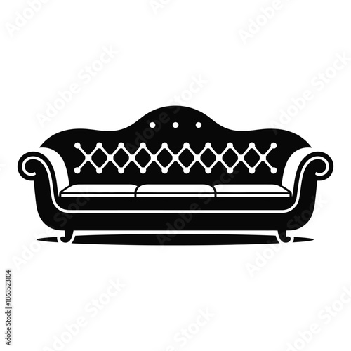 Classic black and white sofa illustration
