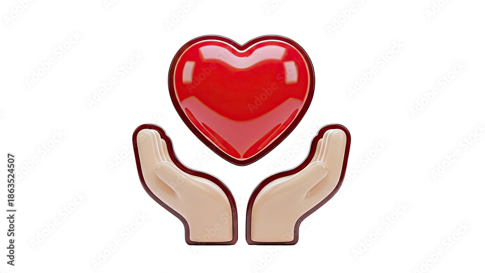 Fototapeta premium Hands holding a red heart icon