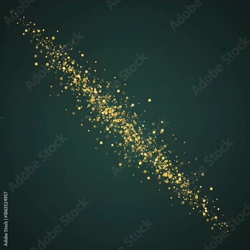 A line of gold pearl glitter on the deep green딥 그린 위 골드 펄 글리터 한줄 사선