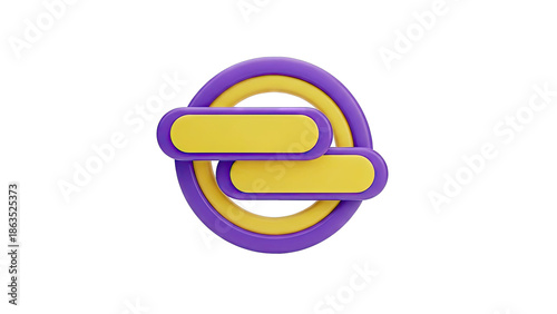 Free Download Abstract 3D Logo with Purple Circle and Yellow Rectangles - GFXLoad