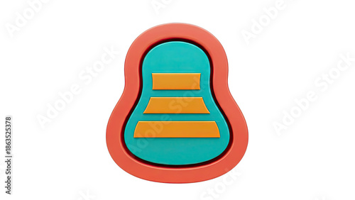 Abstract 3D object with teal and orange elements