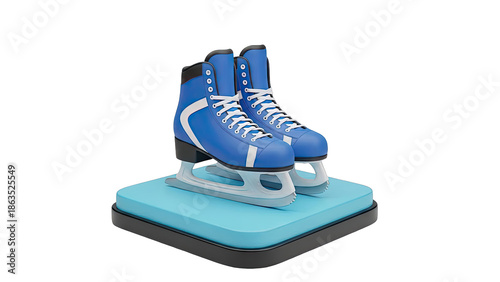 Blue Figure Skates on a Light Blue Display Stand