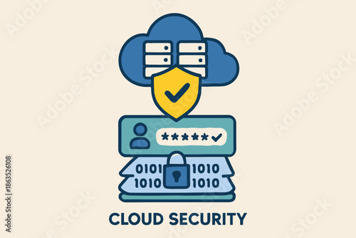 Cloud Security Illustration Data Protection and Secure Access.