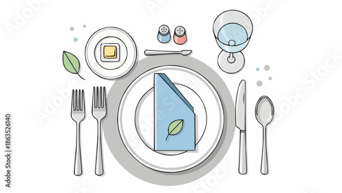 Elegant Table Setting for a Formal Dinner or Special Occasion.