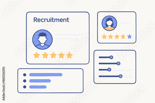 Recruitment Dashboard with User Profiles and Skill Metrics.