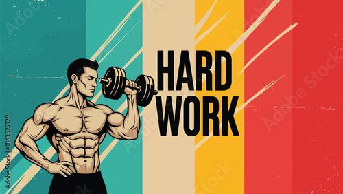 Muscular Athlete Lifting Dumbbell Demonstrating Hard Work.