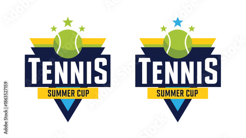 Tennis Summer Cup Emblem Logo Patch.