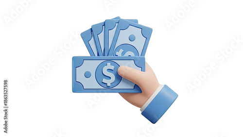 Hand Holding Fan of Dollar Bills