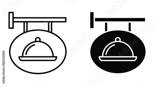 Food service dome icon hanging on wall