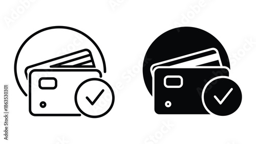 Verified credit card icon set