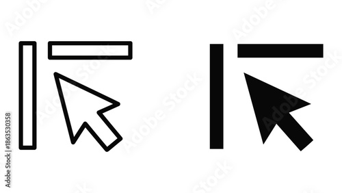 Cursor pointer icon set on white background