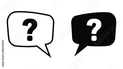 Question mark symbols in speech bubbles