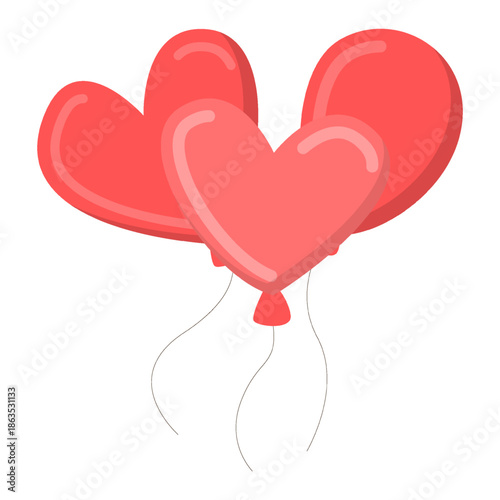 Bright Pink Heart Balloons Floating Together for Celebration, Love, or Party Decor