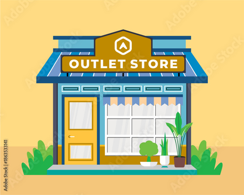 Flat design style of shop with simple and modern looks