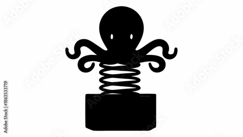 Stylized octopus toy on spring bobblehead desk figure