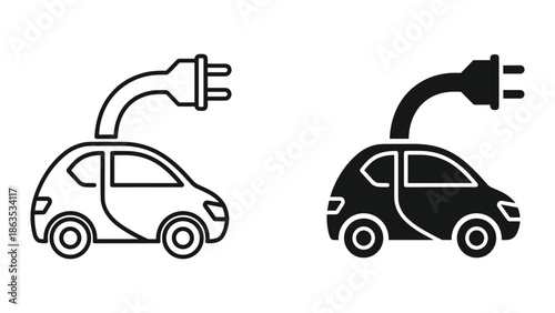 Electric car charging illustration