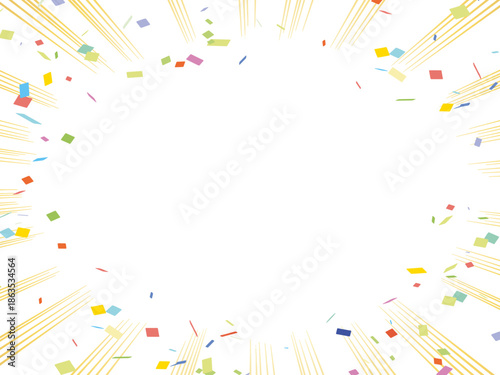 集中線, 漫画, 黄色, 光, 効果線, レーヨン, イラスト, サマータイム, 紙吹雪