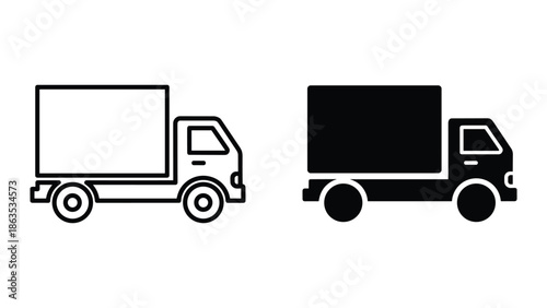 Delivery truck icon set on white background