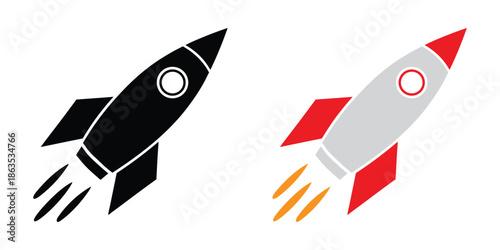 Space ship vector icon, Rocket icon, Rocket launching sign
