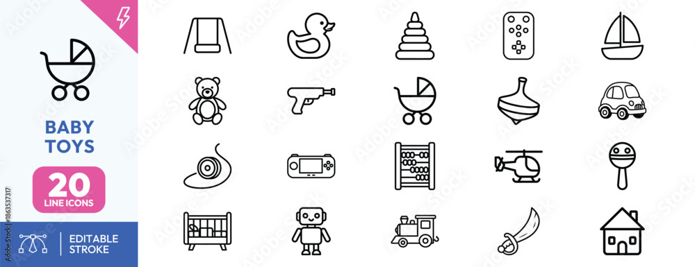 Naklejka premium Baby toys and objects for kids