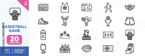 Basketball Game Icons Set