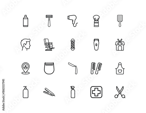 Hair dressing tools and icons