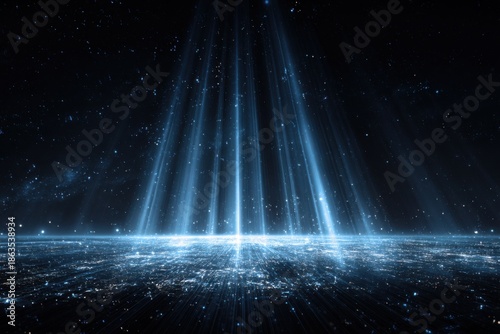 Night city, light beams