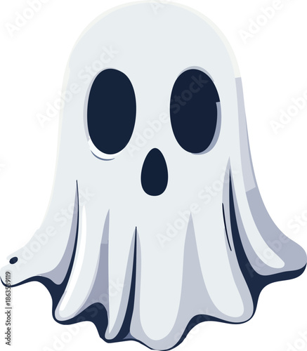 Ghostly Presence: An ethereal white ghost floats with an enigmatic presence, its simple yet expressive form embodying the essence of the supernatural.