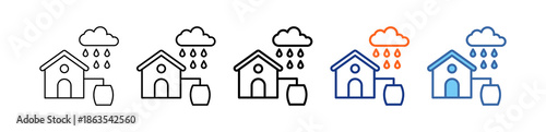 Rainwater Harvesting Different Set Vector Icon