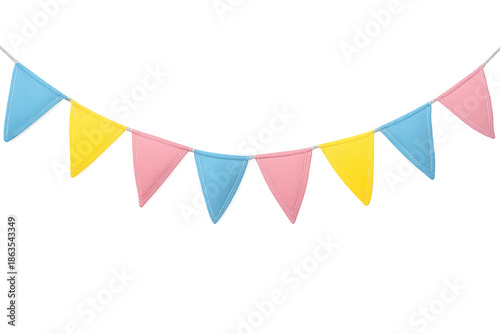 Free Download Party bunting garland with colorful pastel flags for celebration, birthday, festival, and event decoration on transparent background - GFXLoad