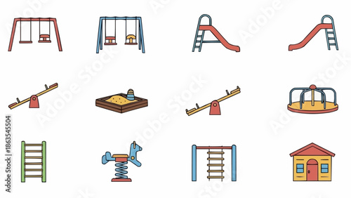 Colorful Playground Equipment Set for Childrens Outdoor Fun.