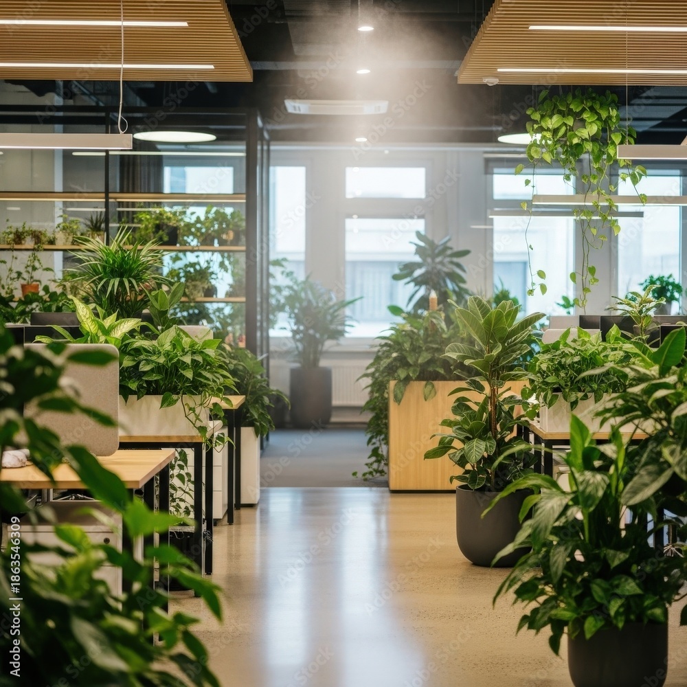 Fototapeta premium Modern Office Space with Greenery.
