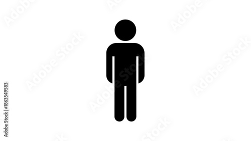 A simple black silhouette of a standing person against a white background.