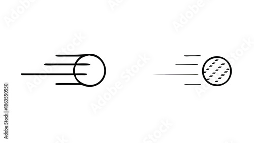 Dynamic white sphere with black spots speeding through space