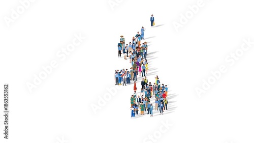 United Kingdom Nation Population Diversity Country Map Shape Animation