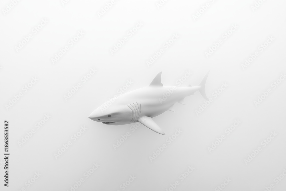 Obraz premium Minimalist shark illustration in monochrome for marine life design