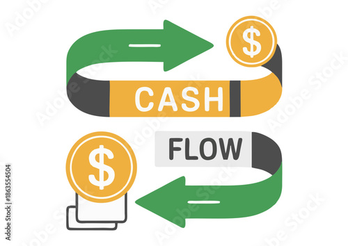 Conceptual graphic illustrating the ongoing process of cash flow, highlighting the fundamental principles of financial management and monetary circulation in economic contexts