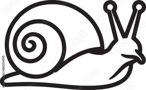 Snail Line Art, Coloring Book Page Line Art Drawing, Vector and Illustration