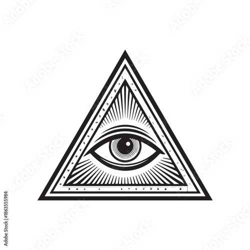 Triangle with eye silhouette set vector black color white background (1).eps