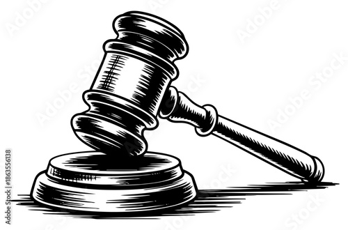 Judge gavel on sound block representing law, justice and legal authority concept